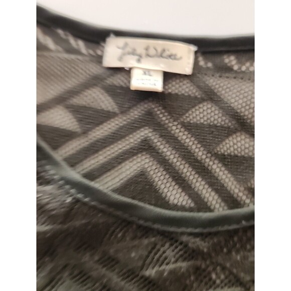 Lily White Womens Flutter Sleeve Lace Top Olive Blouse XL Low High Hem - Picture 9 of 9